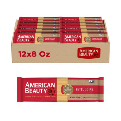 American Beauty Fettuccine Pasta, 24-Pack (16 oz Each) Perfect for Creamy Alfredo, Hearty Pasta Dishes & Italian Style Recipes