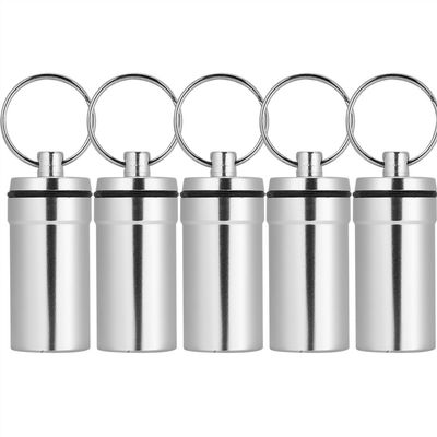 1pc/5pcs Box, Aluminum Alloy Climbing Box Case Bottle Container Keychain(Silver-5pcs) Outdoor Dining Tableware Holder Keychain Container Key