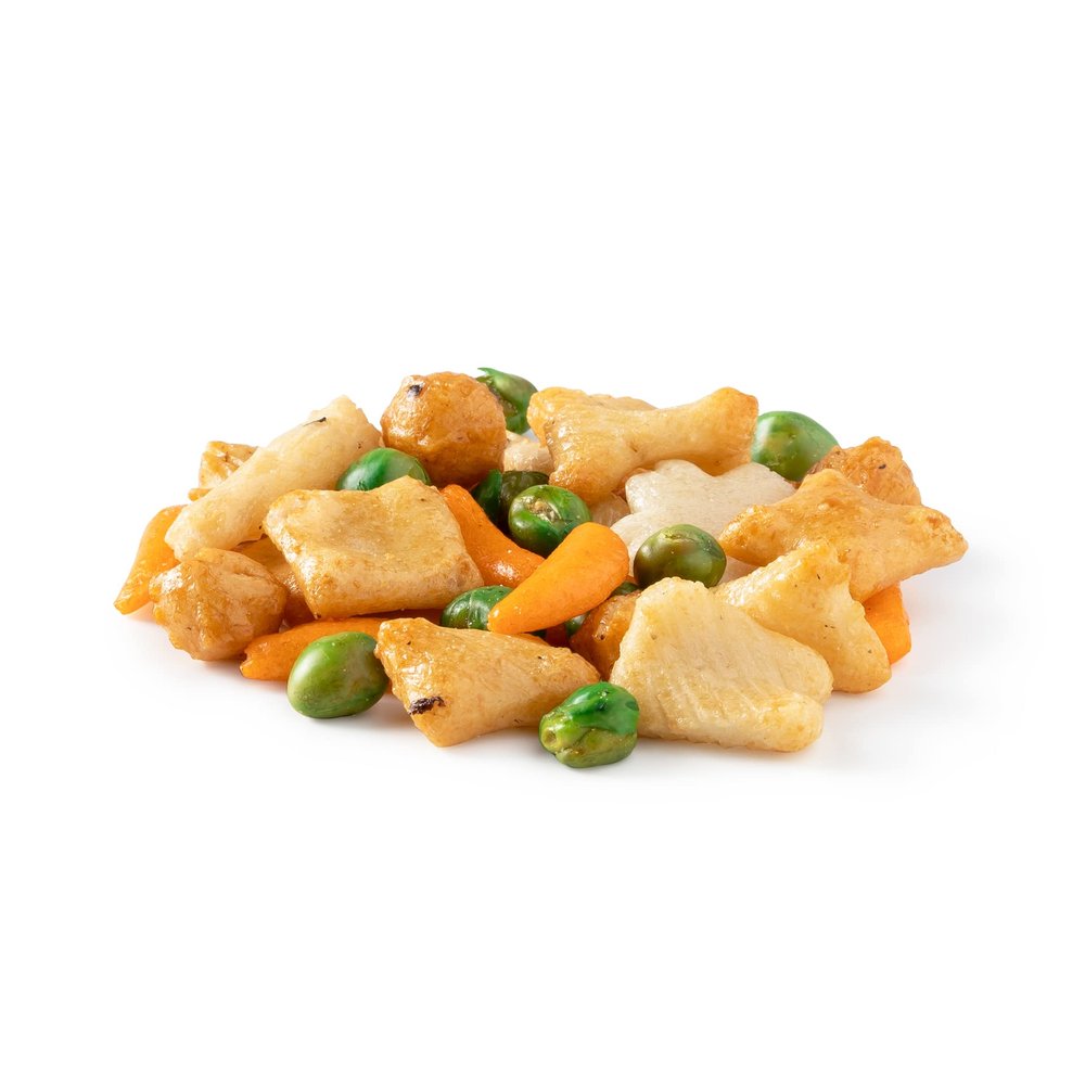 NUTS U.S. - Oriental Rice Crackers With Green Peas | Non-GMO and Cholesterol Free | Vegan | Soy and Chili Flavor | Crunchy Baked Snacks | Packed in Resealable Bag (1 LB)