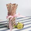 100 Pieces Rose Gold 4 Designs Striped and Wave Foil Design Paper Straws for Birthday Wedding Party Baby Shower view 1