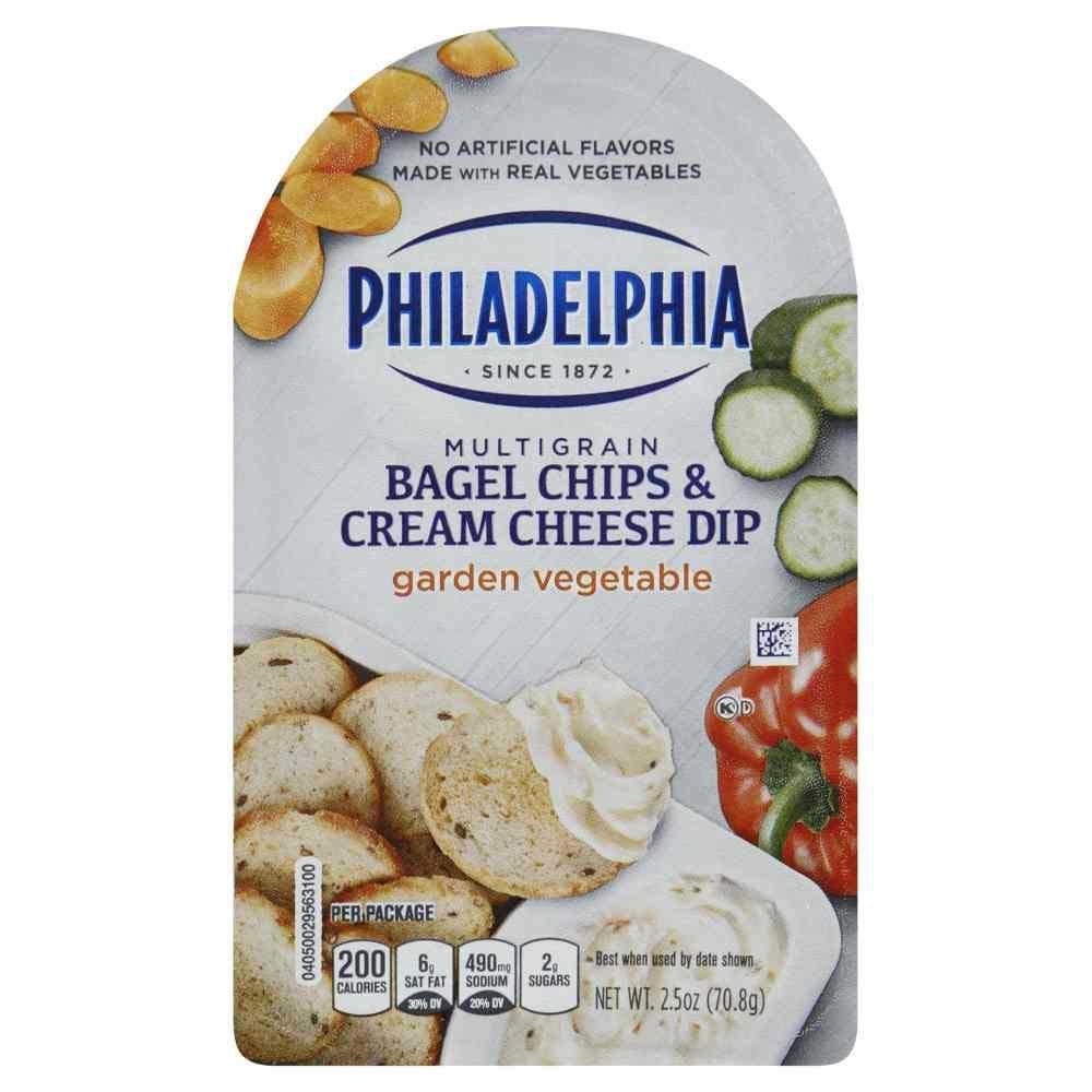 Philadelphia Garden Vegetable Bagel Chips and Cream Cheese Dip, 2.5 Ounce - 10 per case.