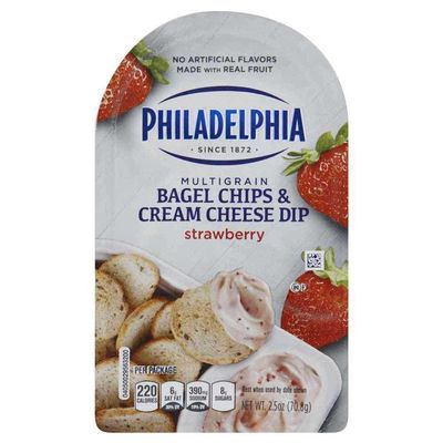 Philadelphia Strawberry Bagel Chips and Cream Cheese Dip, 2.5 Ounce -- 10 per case.