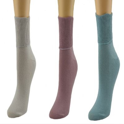 Women's Cotton Diabetic Ankle Socks - 3 Pair Packs, Thin, Loose Fit and Stretchy - 100% Cotton Socks - Shoe Sizes 4 1/2-12