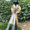 Ivory and Gold Wedding Pull Bows with Tulle Tails and Rosebuds - 8" Wide, Set of 6, Pew Bows, Christmas, Anniversary, Reception, Birthday, Fundraiser view 3