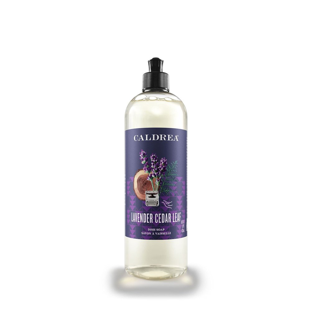 Caldrea Dish Soap, Biodegradable Dishwashing Liquid made with Soap Bark and Aloe Vera, Lavender Cedar Leaf Scent, 16 oz