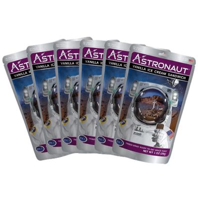 Astronaut Foods Freeze-Dried Ice Cream Sandwich, NASA Space Dessert, Vanilla, 6 Count