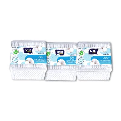 Bella Cotton Buds - 200 Pieces (Pack of 3)