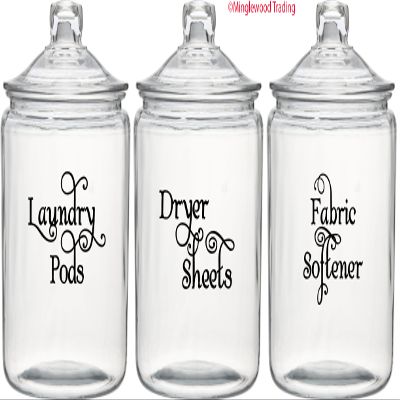 Black - Laundry Room Vinyl Decal Set - Laundry Pods - Fabric Softener - Dryer Sheets - V2
