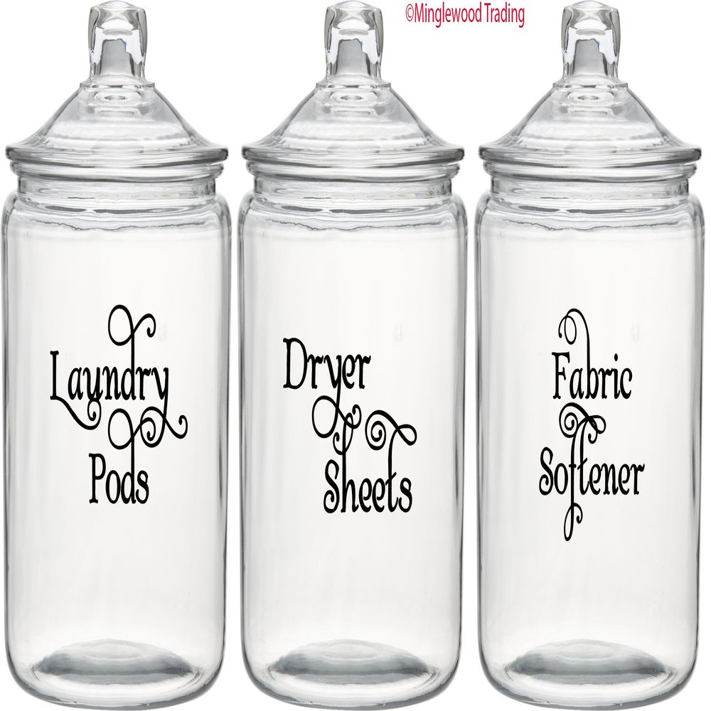 Black - Laundry Room Vinyl Decal Set - Laundry Pods - Fabric Softener - Dryer Sheets - V2