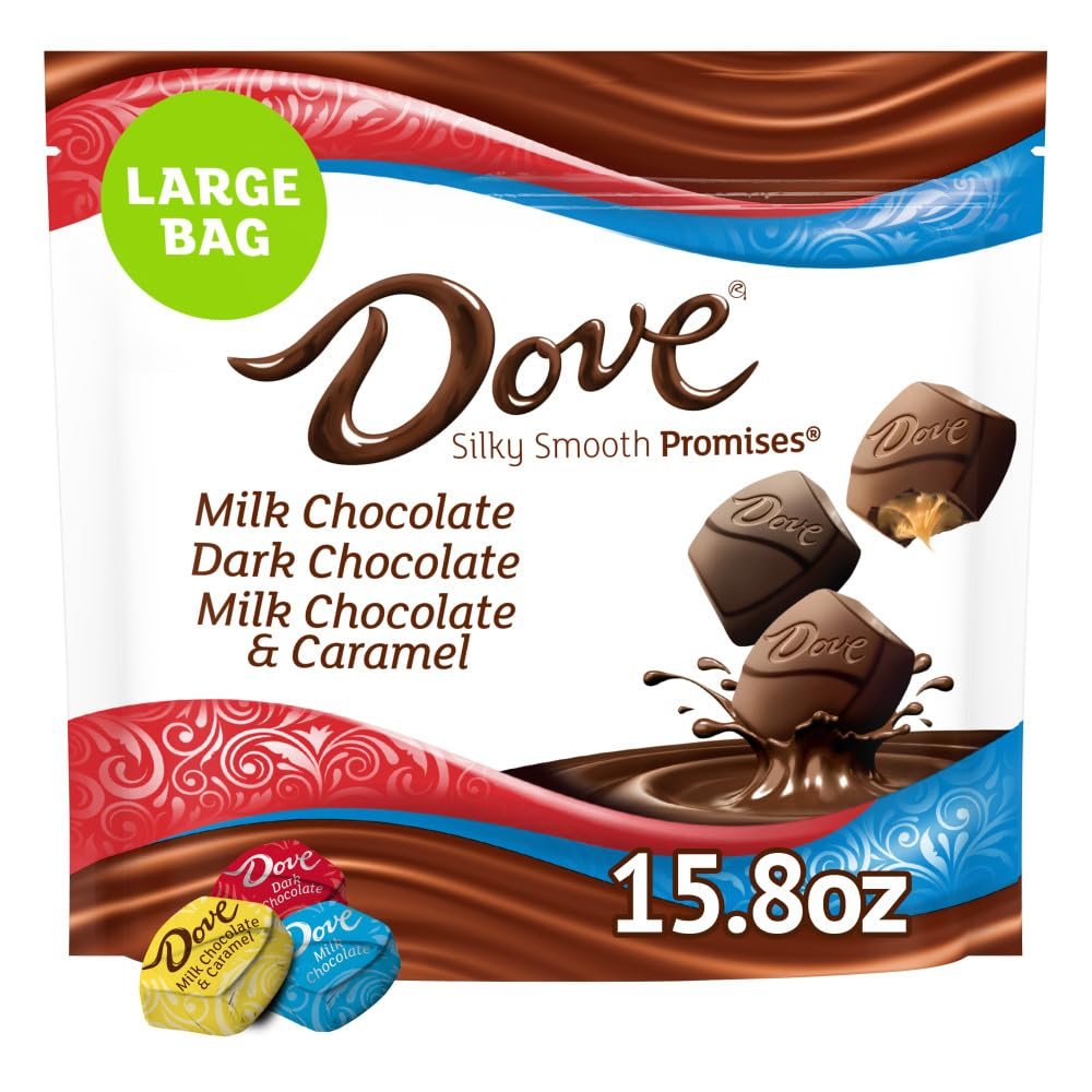 DOVE PROMISES Variety Pack Milk Chocolate & Dark Chocolate Candy Assortment, Individually Wrapped, 15.8 oz Bag (Pack of 8)