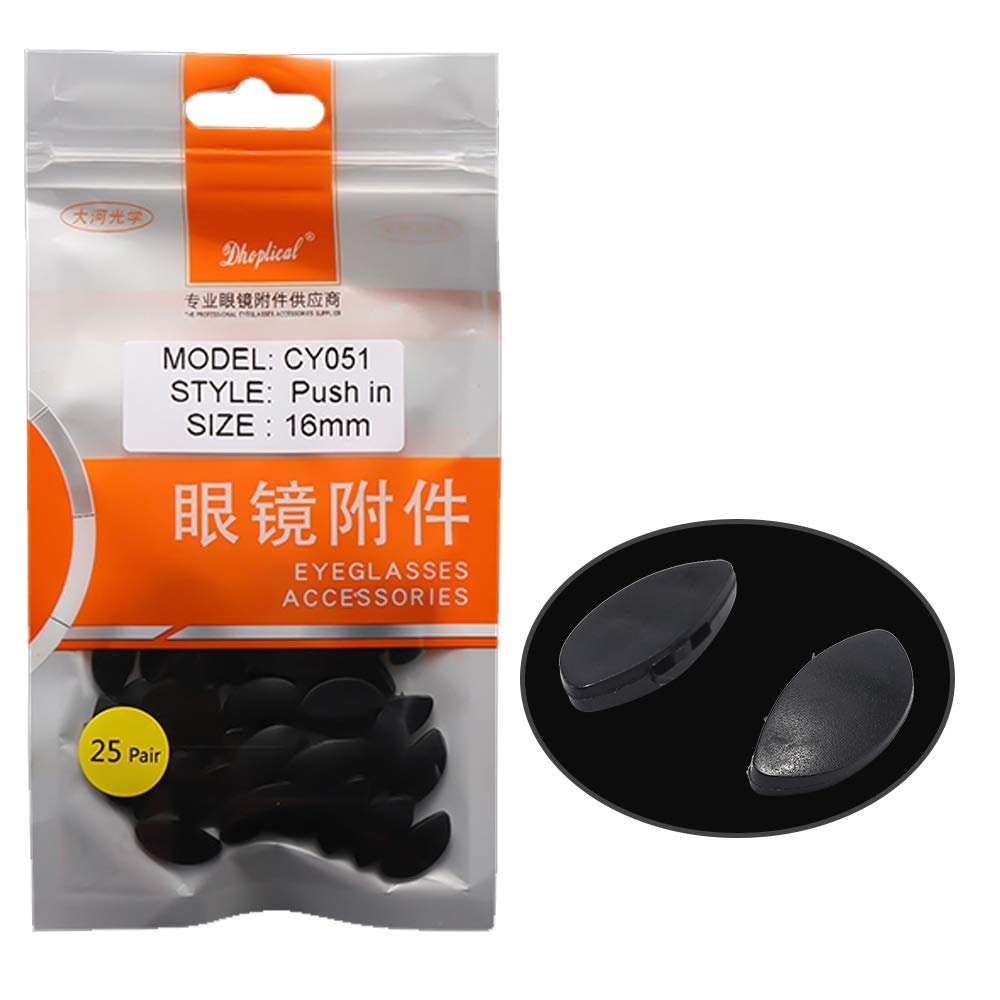 (25 Pair) Silicone Nose pad,Eyeglasses Nose pad Black Nose pad by dhoptical (Black)