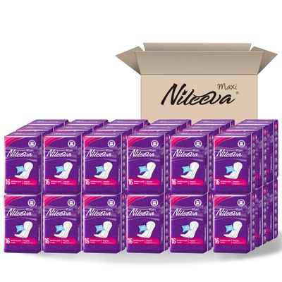 Nileeva Care Maxi Sanitary Napkins with Wings  Ultra Soft, Super Absorbency & Individually Wrapped Super Value Bulk Pack (16 Pads/Pack X 36 Packs = 576 Pads)