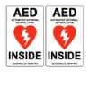2-Pack 4" Width x 6" Height, Vinyl, Red and Black on White Weatherproof AED Label,"AED Automated External Defibrillator Inside" by Defib Guy view 1