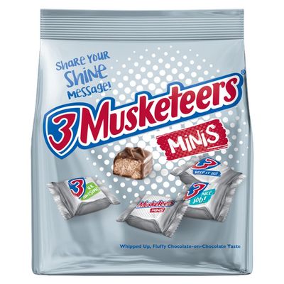 3 MUSKETEERS Milk Chocolate Candy Bars - Minis, 8.4 oz Bags (Pack of 8) Bulk Candy Bars Box