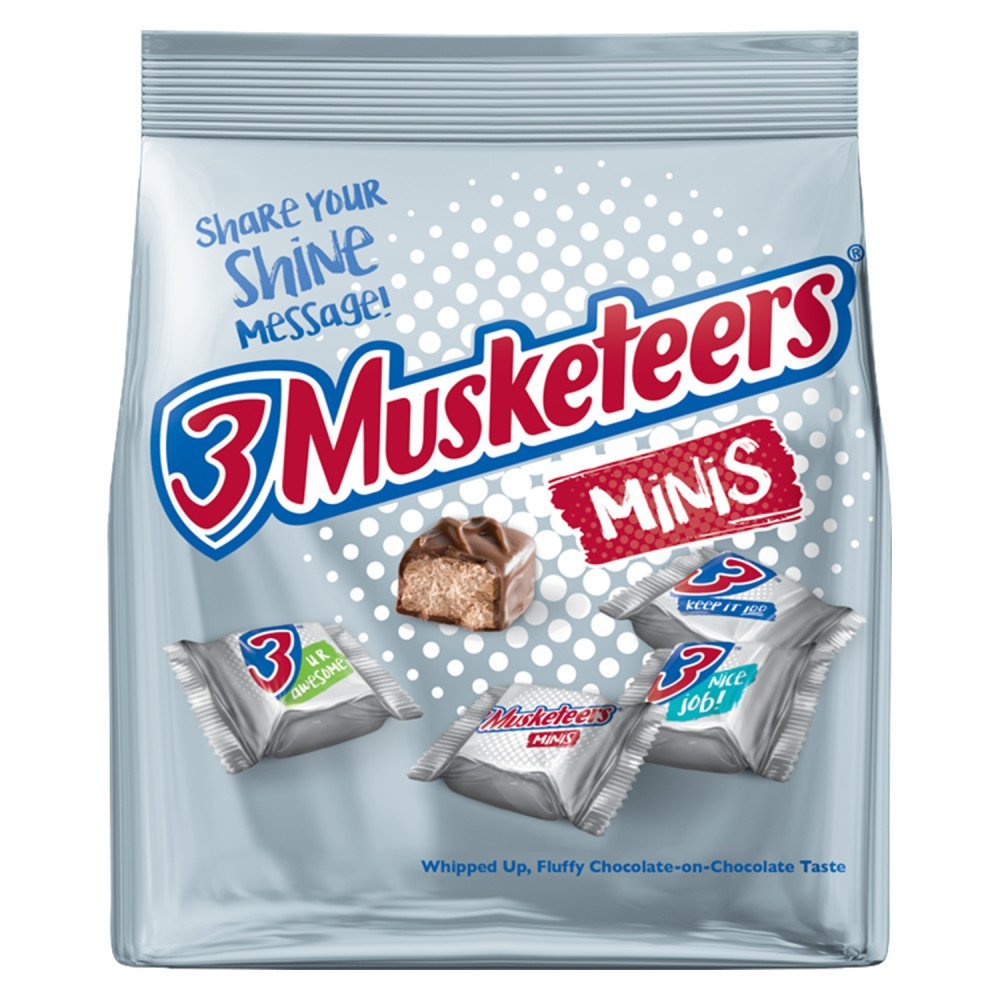 3 MUSKETEERS Milk Chocolate Candy Bars - Minis, 8.4 oz Bags (Pack of 8) Bulk Candy Bars Box