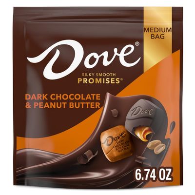 DOVE PROMISES Individually Wrapped Dark Chocolate & Peanut Butter Candy, 6.74 Oz Bag (Pack of 8)