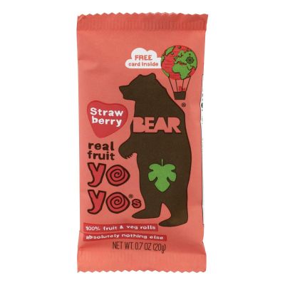 BEAR, REAL FRT YOYO, STRAWBERRY, Pack of 6, Size 3.5 OZ - No Artificial Ingredients Dairy Free Gluten Free GMO Free Kosher Vegan Wheat Free Yeast Free