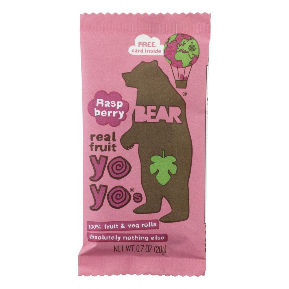 BEAR, REAL FRT YOYO, RASPBERRY, Pack of 6, Size 3.5 OZ - No Artificial Ingredients Dairy Free Gluten Free GMO Free Vegan Wheat Free Yeast Free