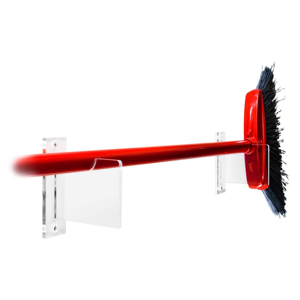 Better Display Cases Deluxe Clear Acrylic Broom Horizontal Wall Mount Bracket (A023-BD-SS)