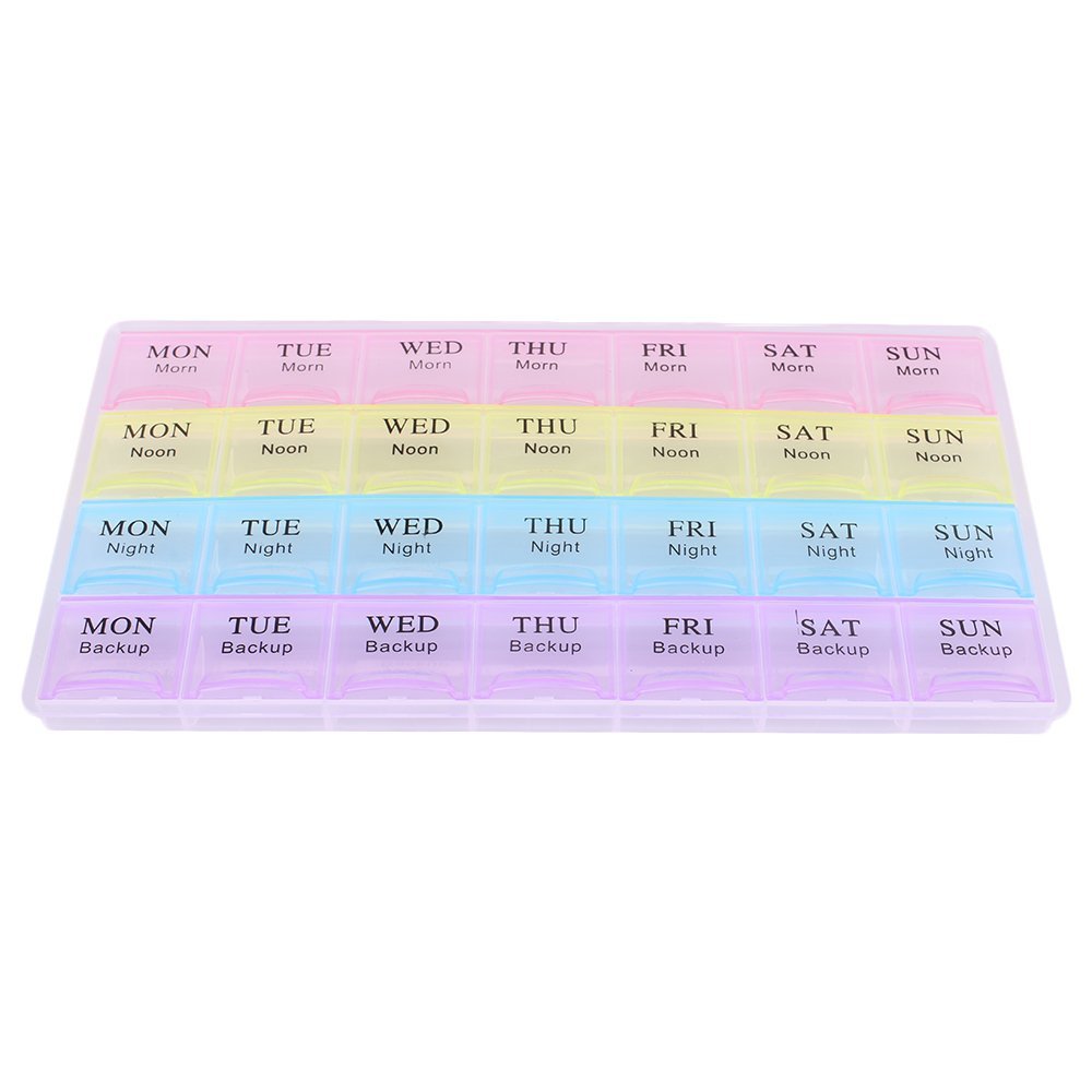 28 Grid Colorful Plastic Pills Storage Box Portable Weekly 7 Days 4 Times A Day Health Care Pill Box for Travel