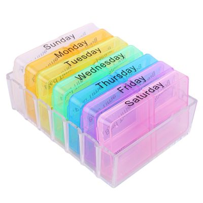 28 Grid Colorful Plastic Pills Storage Box Portable Weekly 7 Days 4 Times A Day Health Care Pill Box for Travel