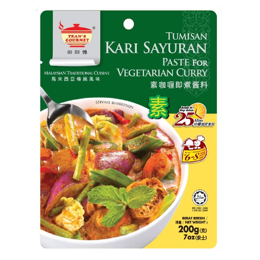 Tean's Gourmet Paste/Sauce 200g (Vegetarian Curry Paste, 6 Pack)