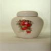 Red Rose Funeral Urn - Cremation Urn for Human Ashes - Hand Made Pottery (185 Cubic Inches) (60 Cubic inch) view 3