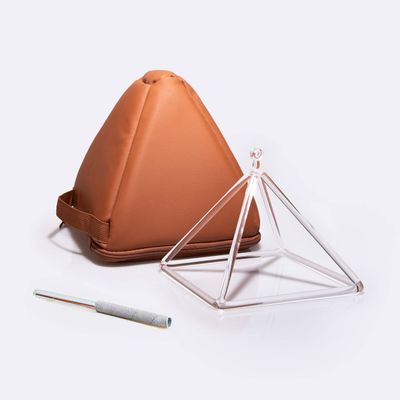 TOPFUND 8 inch Quartz Crystal Singing Pyramid with Synthetic Leather Carrying Case and Quartz Suede Mallet