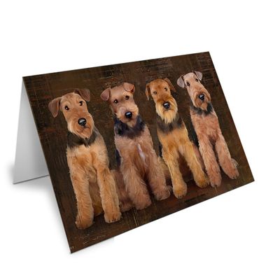 Rustic 4 Airedale Terriers Dog Note Card NCD52742 (10)