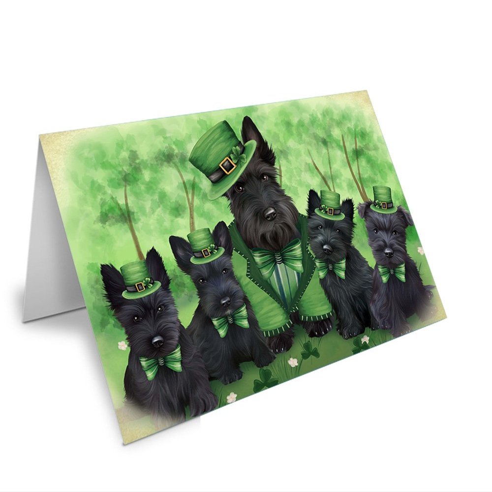 St. Patricks Day Irish Family Portrait Scottish Terriers Dog Note Card NCD52184 (10)