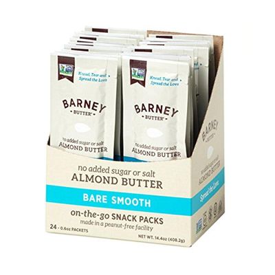 Barney Butter Almond Butter Bare Smooth Snack Pack, 0.6 Ounce (Pack of 24)