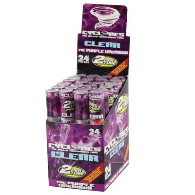 Cyclone Pre-Rolled Clear Cigar Tubes - 24pc Display (Purple Unknown)