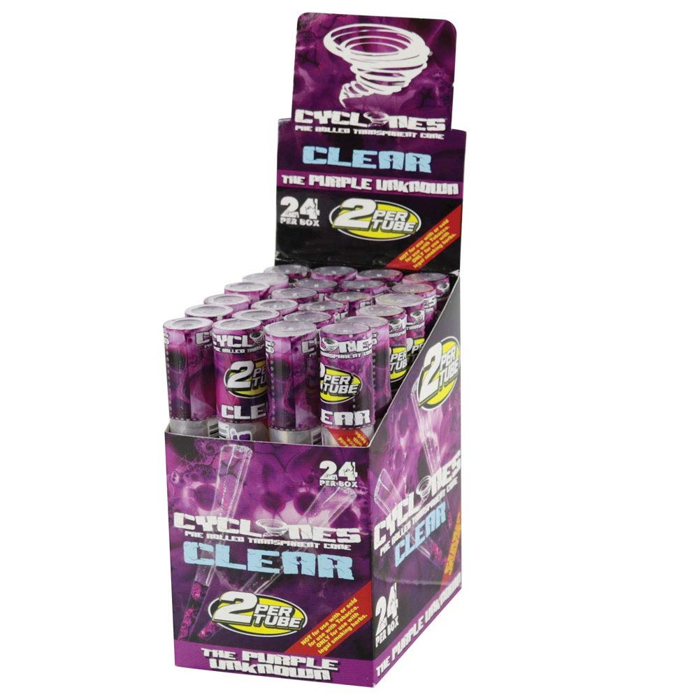 Cyclone Pre-Rolled Clear Cigar Tubes - 24pc Display (Purple Unknown)