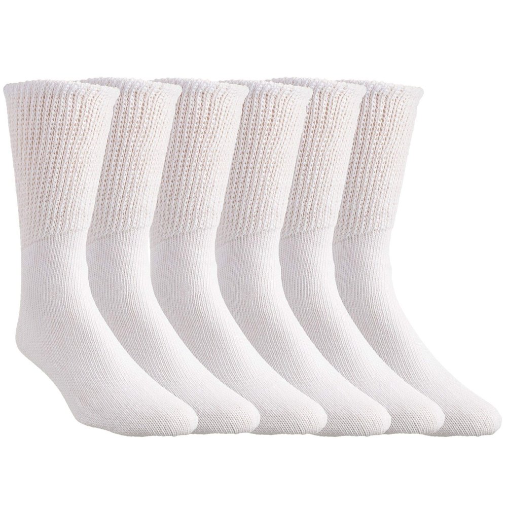 Comfort Finds Diabetic SwellSox - Breathable Cotton Socks - Loose Fitting Comfortable Sock Non Binding Top Design Improve Foot Circulation (White, 3 Pair)