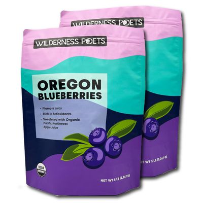 Wilderness Poets, Organic Oregon Blueberries (Sweetened with Apples) - Bulk Dried Fruit - 5 Pound (Pack of 2)