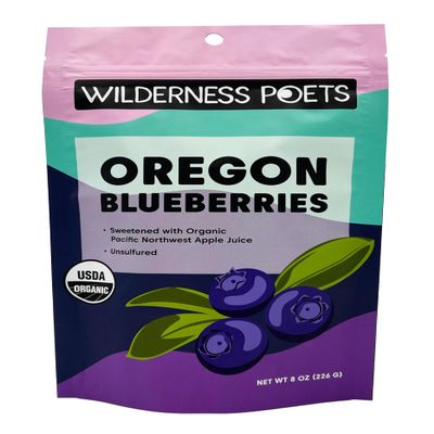 Wilderness Poets, Organic Oregon Blueberries (Sweetened with Apples) - Whole, Dried, Fruit (8 Ounce - 227g)