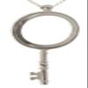 Antique Key 4x Magnifying Glass Pendant Necklace with 30" Chain (Silver Tone) view 1