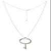 Antique Key 4x Magnifying Glass Pendant Necklace with 30" Chain (Silver Tone) view 2