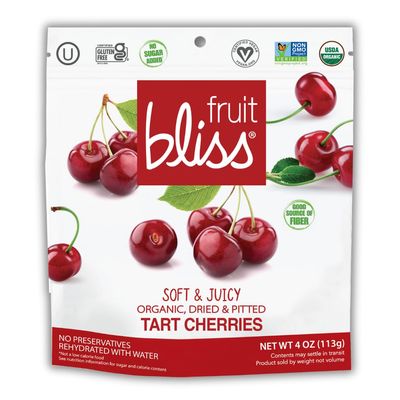Organic Dried Cherries, Dried Fruit Snacks  Soft & Juicy Pitted Tart Cherry  Organic Fruit Snacks, Natural Dried Fruit Pouches, Non-GMO, Gluten-Free, Vegan Snacks (3 Pack - 4 Oz)