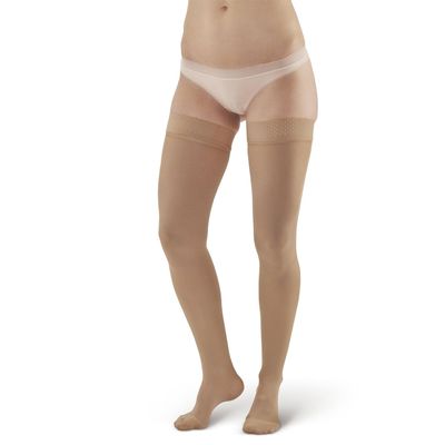 Ames Walker AW 263 Microfiber Opaque Thigh Highs w/Dot Band 20-30 mmHg Natural XXL