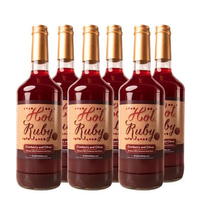 6 pack of Hot Ruby Cranberry Cider 32 oz