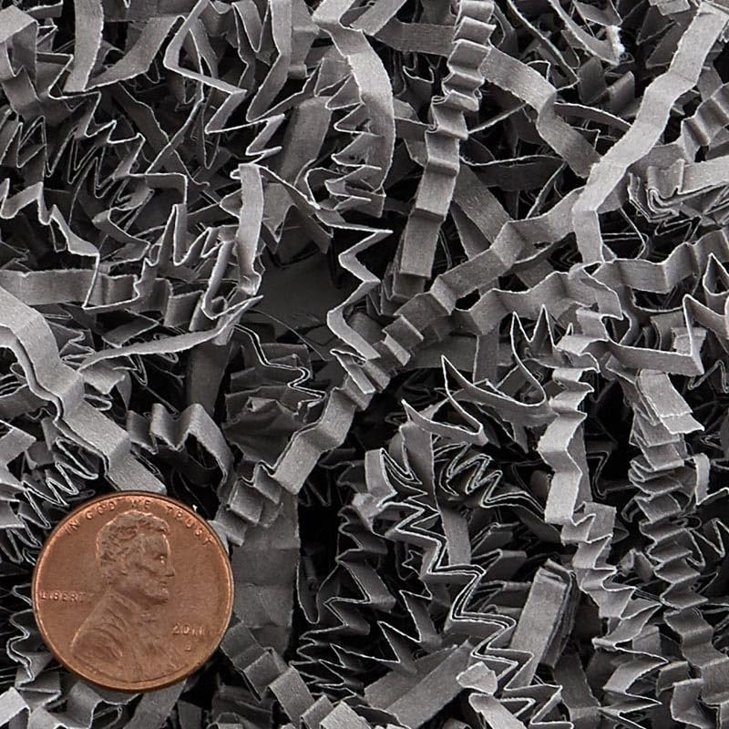 Paper Mart Crinkle Paper Filler, Gray 10 LB Bag, Shredded Paper for Gift Baskets, 24 x 16 x 11.5 Inch Compacted Bag of Crinkle Cut Paper Shred