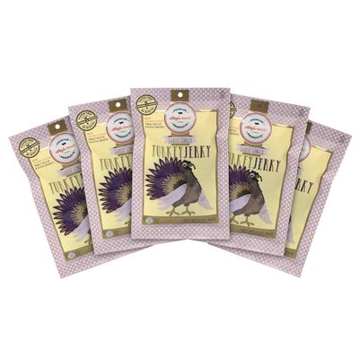 Aufschnitt Turkey Jerky for People - Certified Kosher, Gluten Free, No Nitrites, Paleo Snack - 5 Pack, 2 oz Each - Ginger Garlic