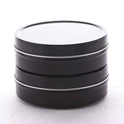 24ea - 4 Oz Black Shallow Round Stackable Tin Can-Pk