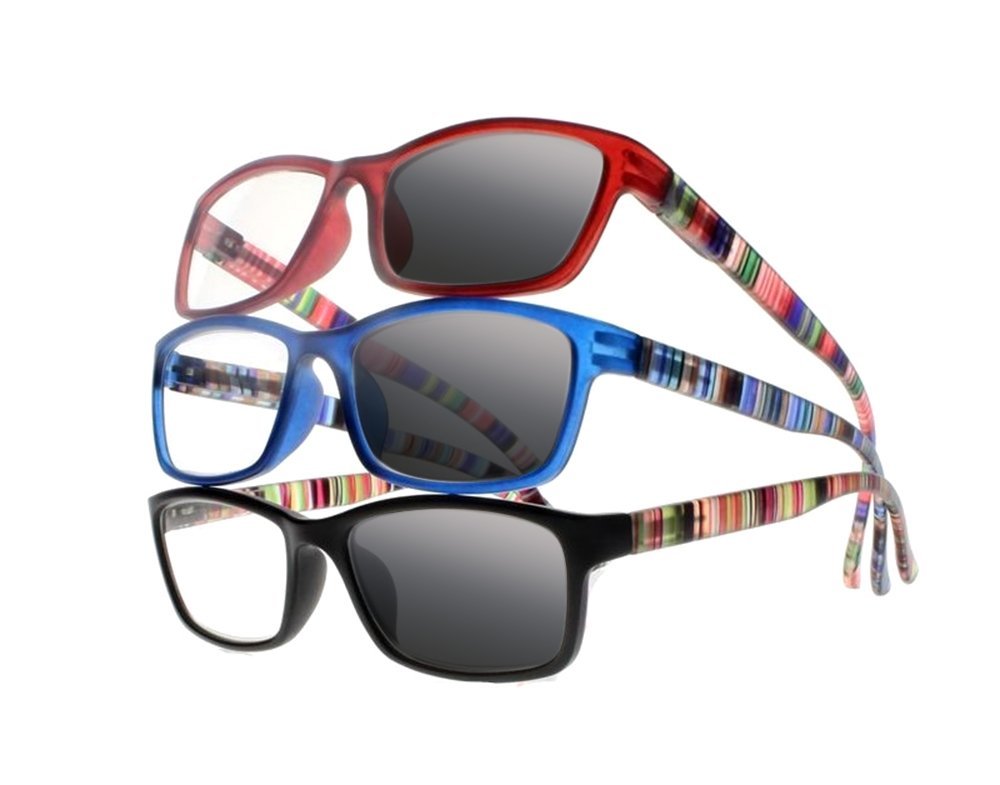 Newsight Colorful Colorful Stripe Arms Gray Lens Reading Glasses Sunglasses (All 3 Colors, 3.0)