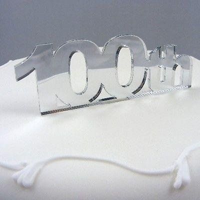 100th Celebration Cake Topper - Mirrored, 10 cm