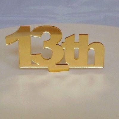 13th Celebration Cake Topper - Gold Mirror, 15 cm