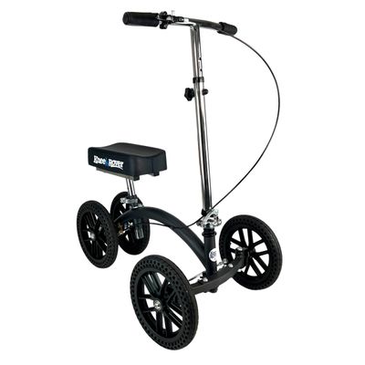 KneeRover Quad HC All Terrain Knee Scooter with Flat Free Wheels for Adults and Kids - Foot Surgery Knee Walker for Broken Ankle Foot Injuries Recovery - Best Knee Crutch Alternative (Matte Black)