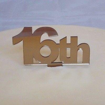 16th Celebration Cake Topper - Bronze Mirror, 10 cm