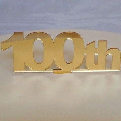 100th Celebration Cake Topper - Gold Mirror, 10 cm